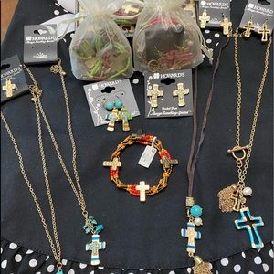 Lot of Cross Necklaces and Earrings